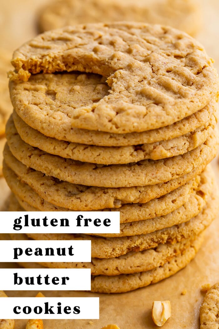 Pin graphic for gluten free peanut butter cookies