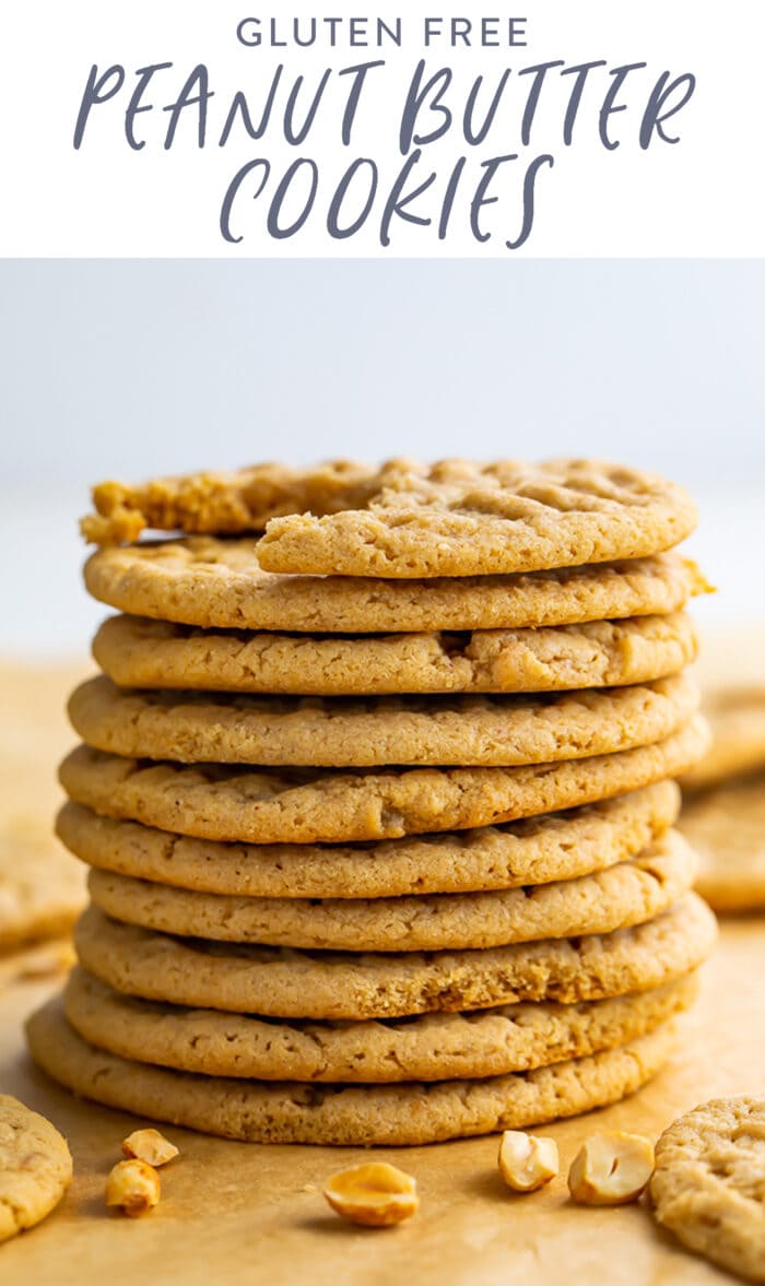 Pin graphic for gluten free peanut butter cookies