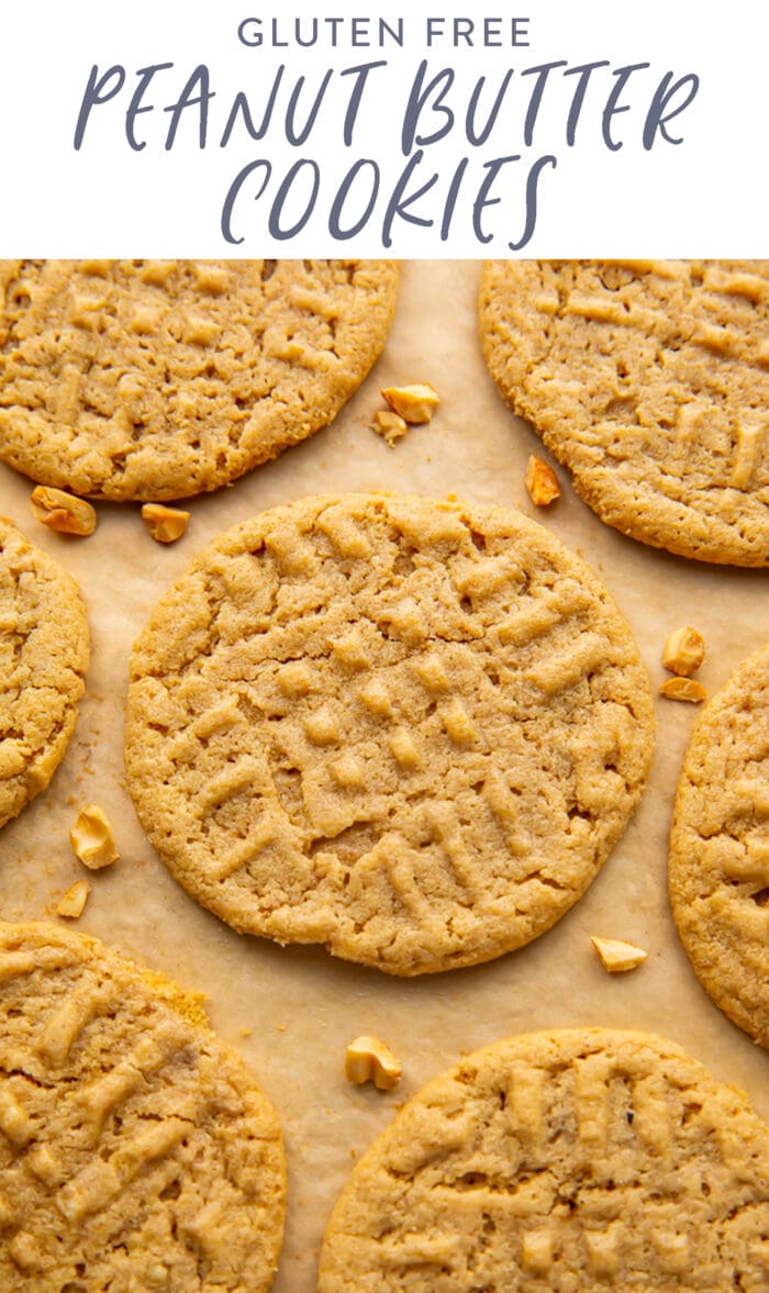 Pin graphic for gluten free peanut butter cookies