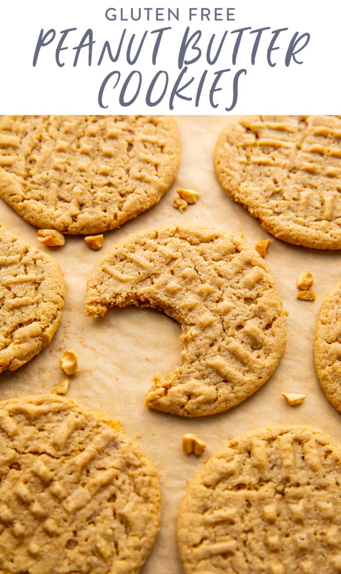 Pin graphic for gluten free peanut butter cookies