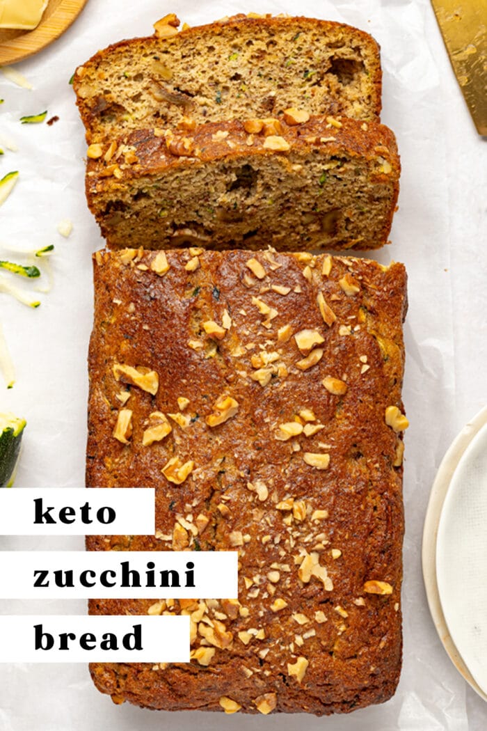 Pin graphic for keto zucchini bread