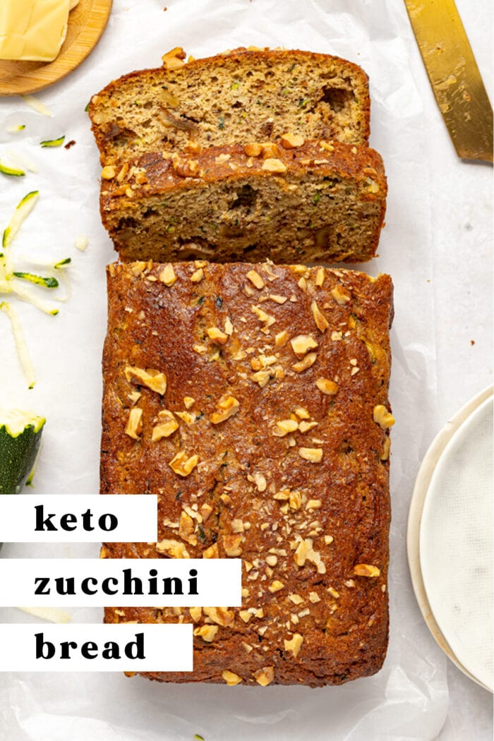 Pin graphic for keto zucchini bread