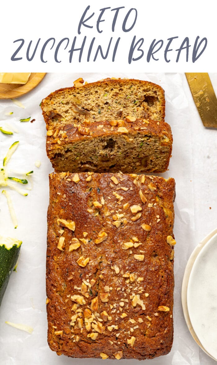 Pin graphic for keto zucchini bread