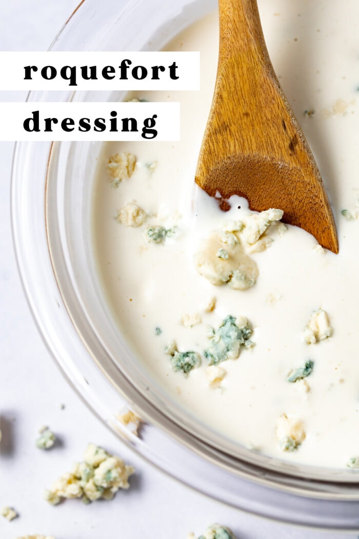 Pin graphic for roquefort dressing