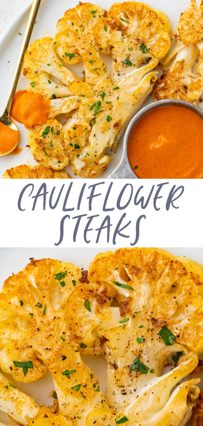 Pin graphic for cauliflower steaks