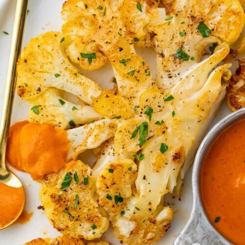 Cauliflower steak with romesco sauce