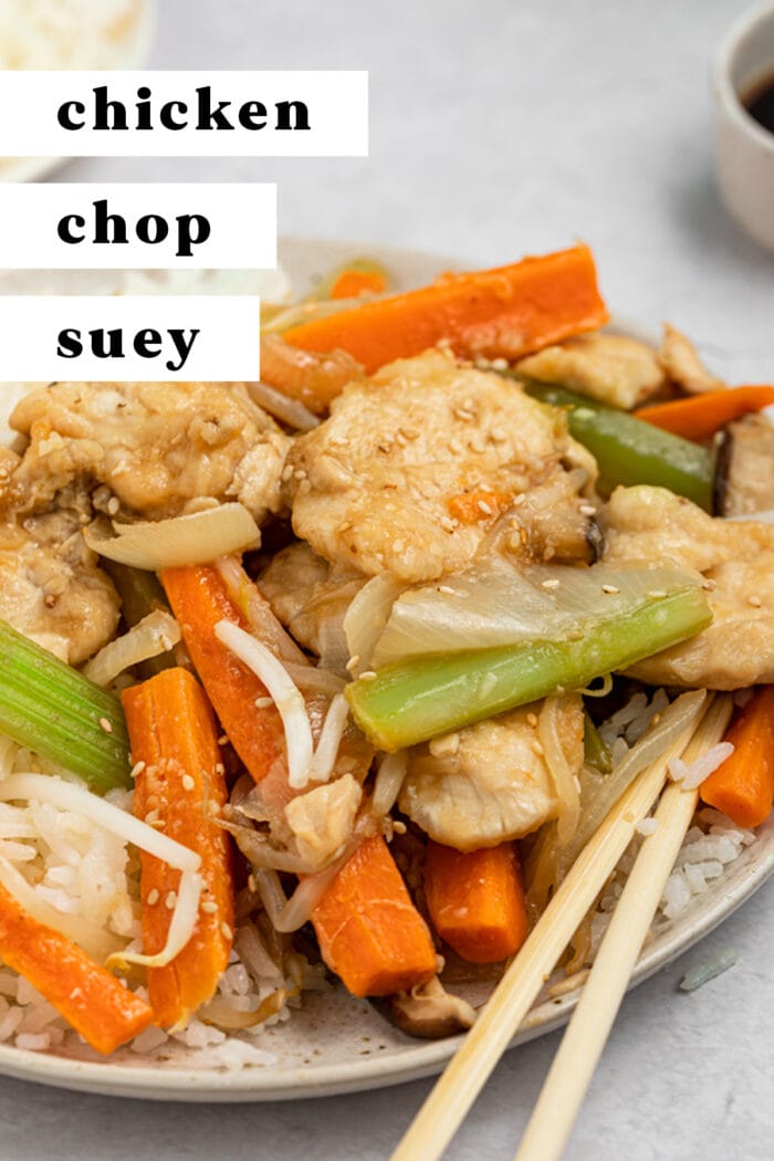 Pin graphic for chicken chop suey