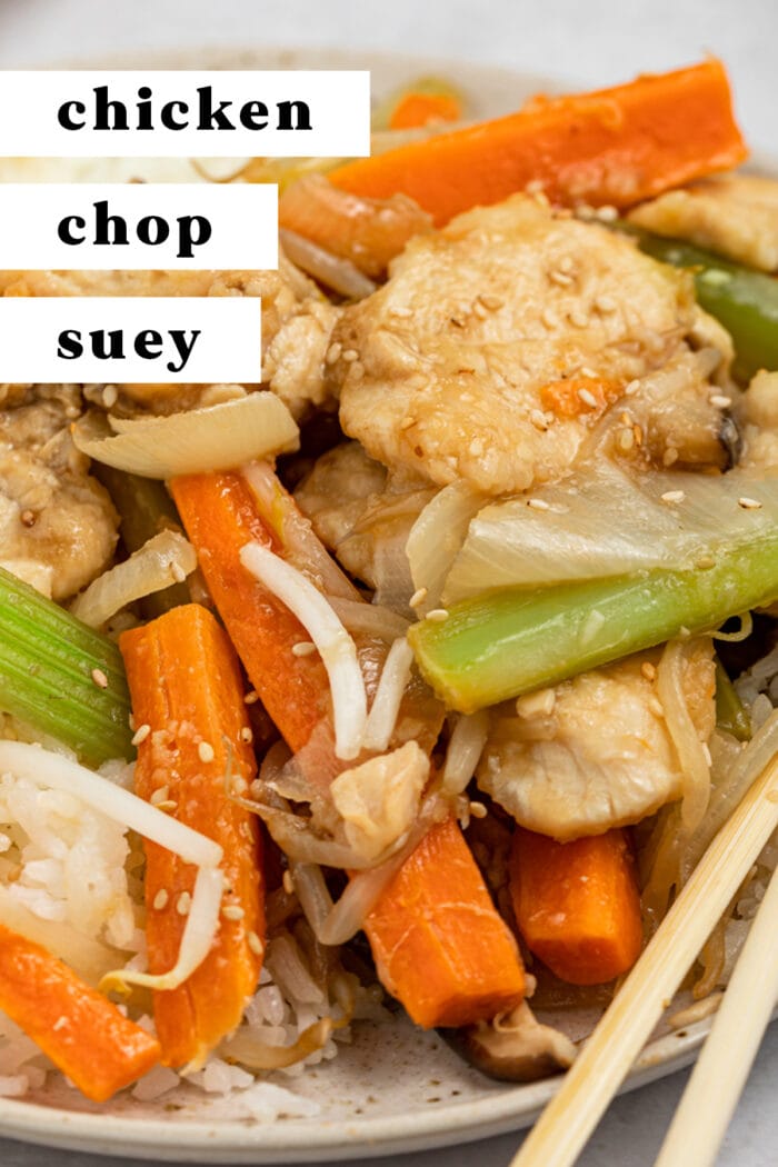 Pin graphic for chicken chop suey