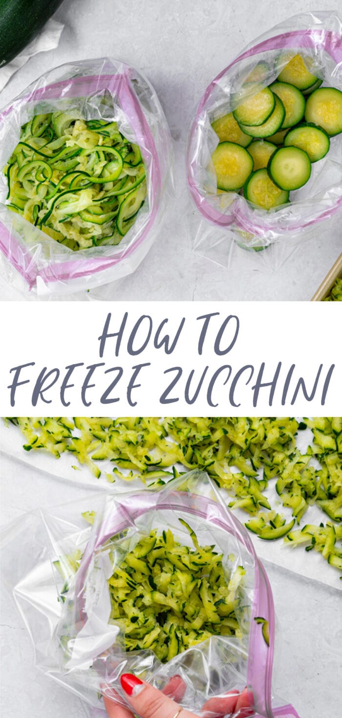 Pin graphic for how to freeze zucchini