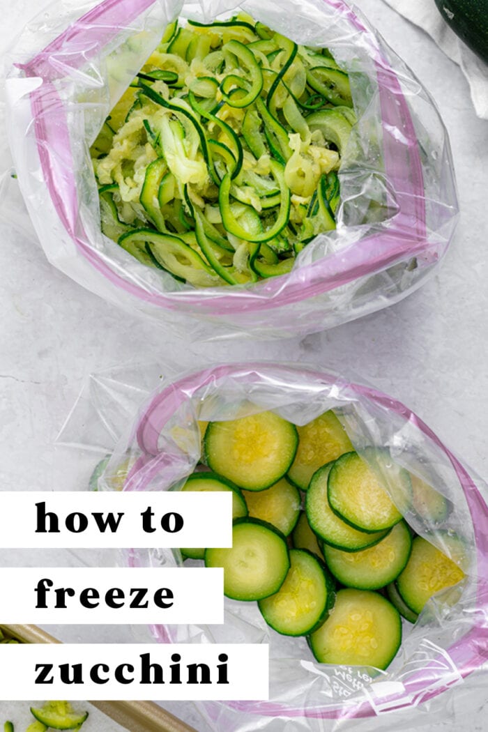 Pin graphic for how to freeze zucchini