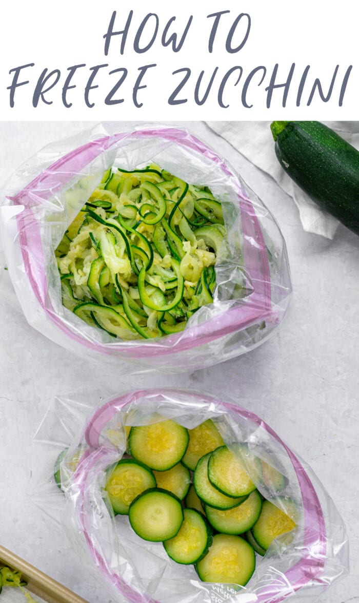 Pin graphic for how to freeze zucchini