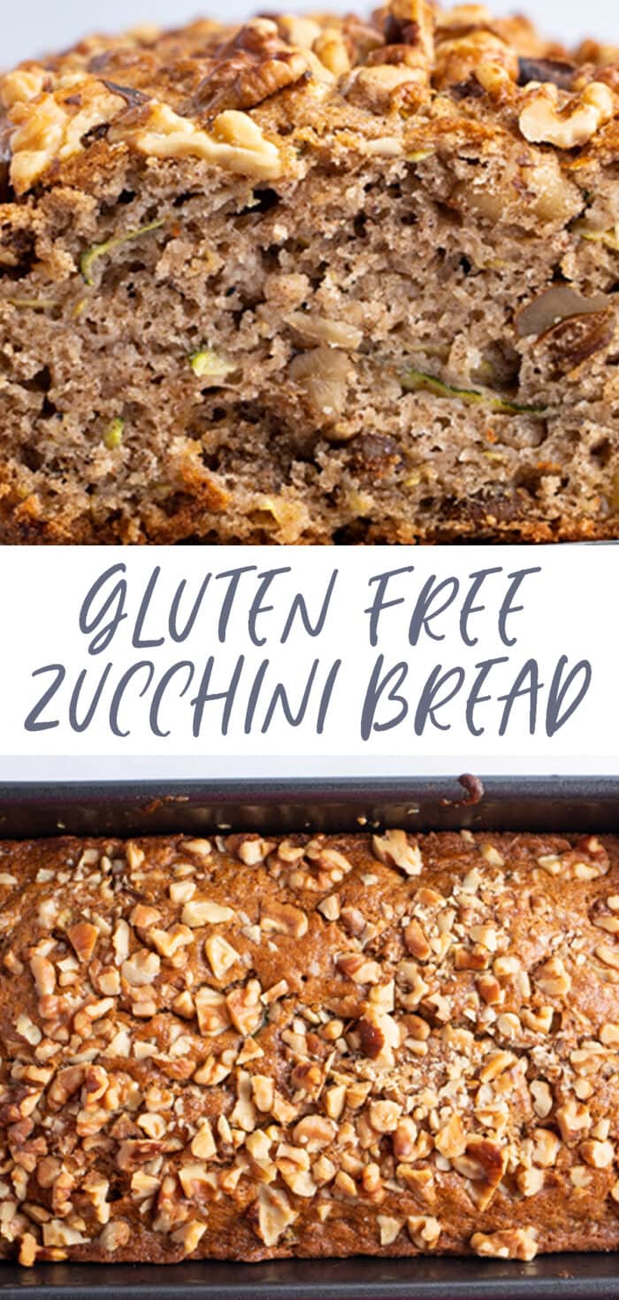 Pin graphic for gluten free zucchini bread