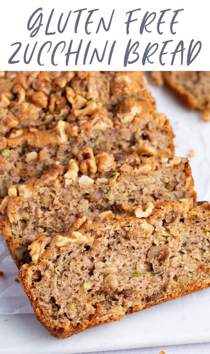 Pin graphic for gluten free zucchini bread