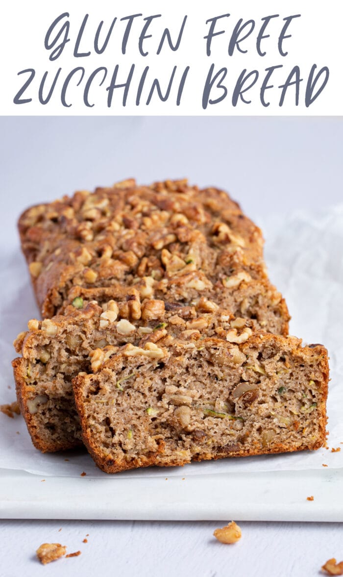 Pin graphic for gluten free zucchini bread