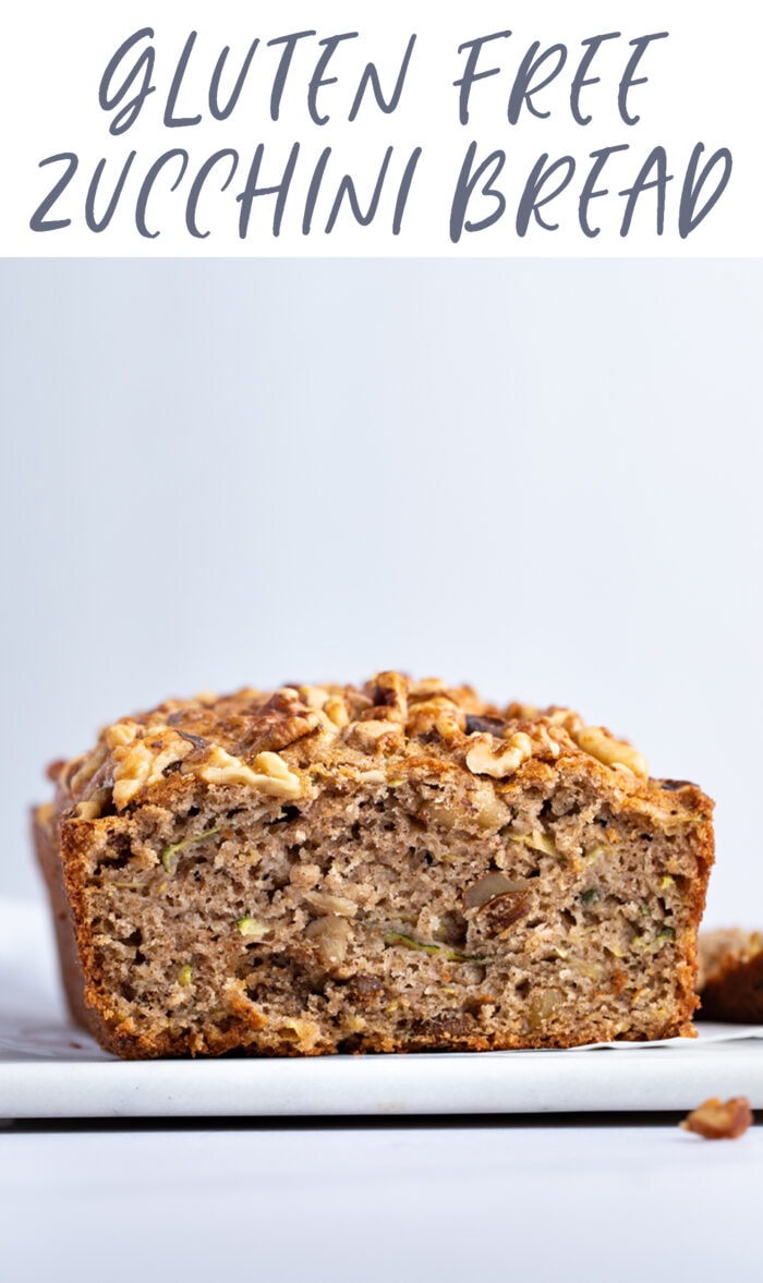 Pin graphic for gluten free zucchini bread