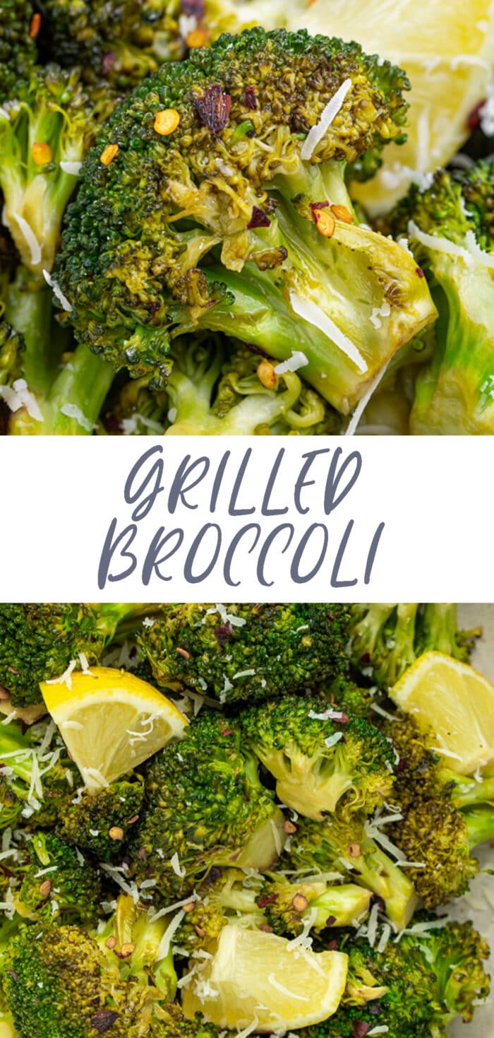 Pin graphic for grilled broccoli