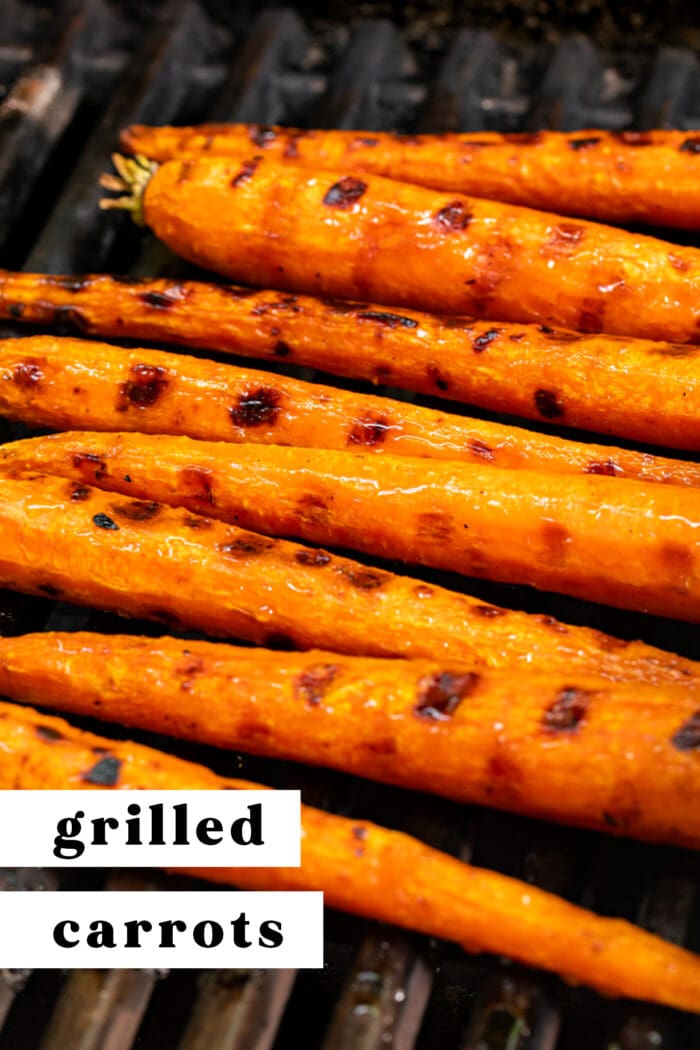 Pin graphic for grilled carrots