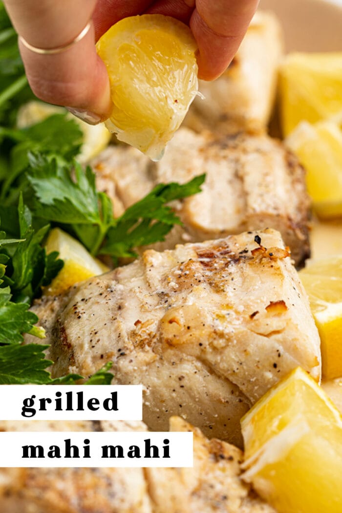 Pin graphic for grilled mahi mahi