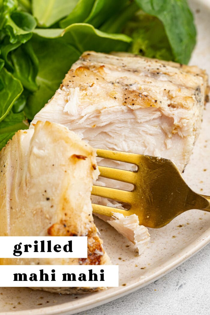 Pin graphic for grilled mahi mahi