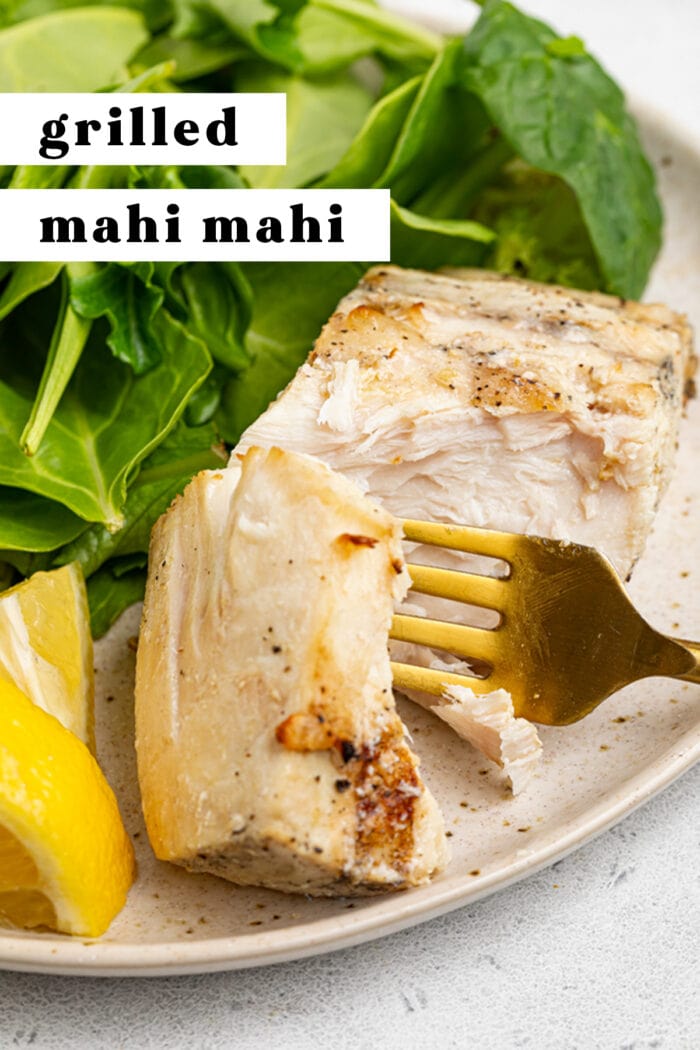 Pin graphic for grilled mahi mahi