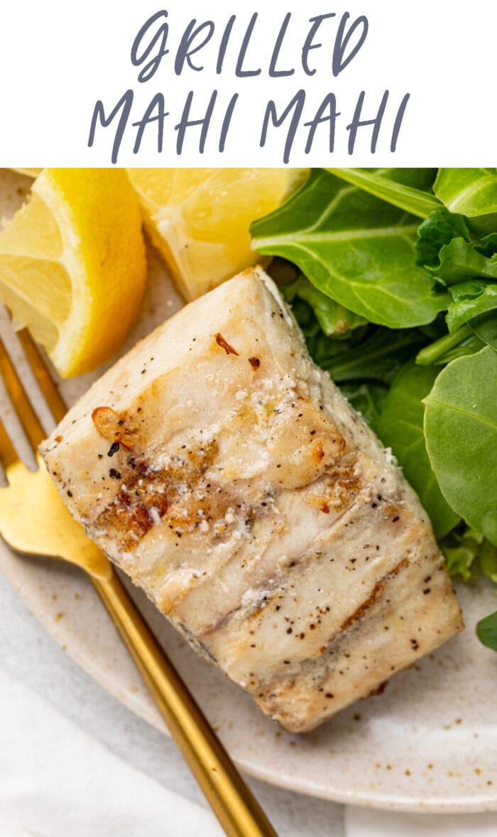 Pin graphic for grilled mahi mahi