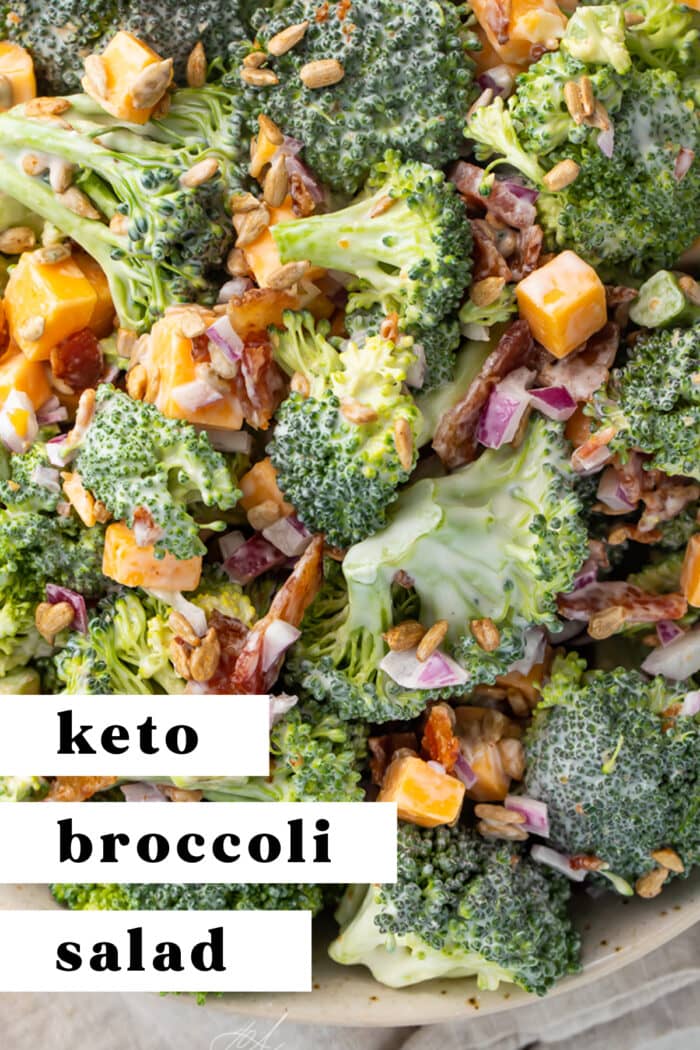 Pin graphic for keto broccoli salad