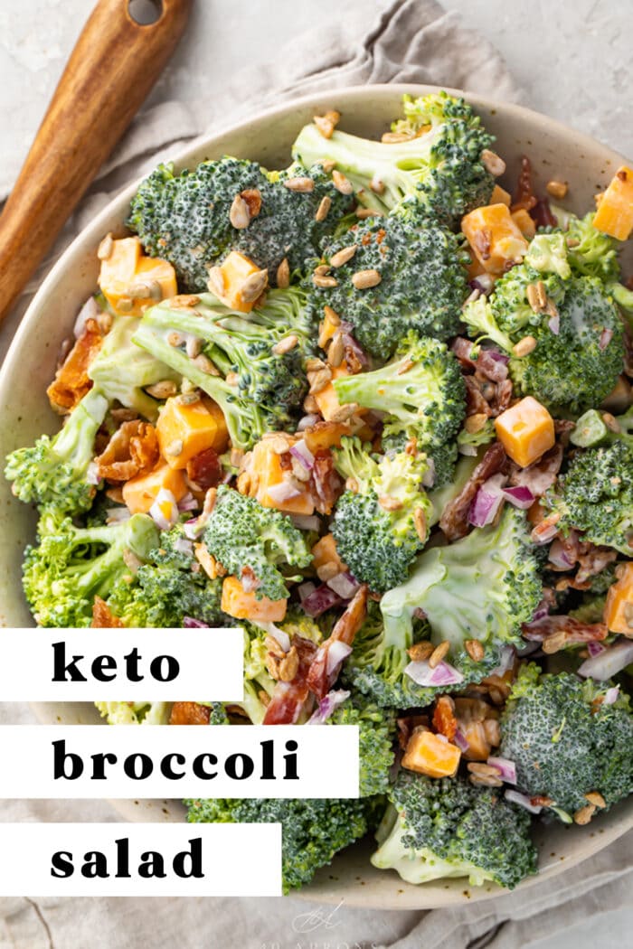 Pin graphic for keto broccoli salad