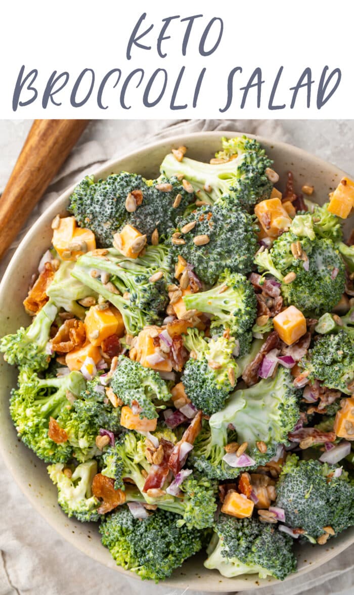 Pin graphic for keto broccoli salad