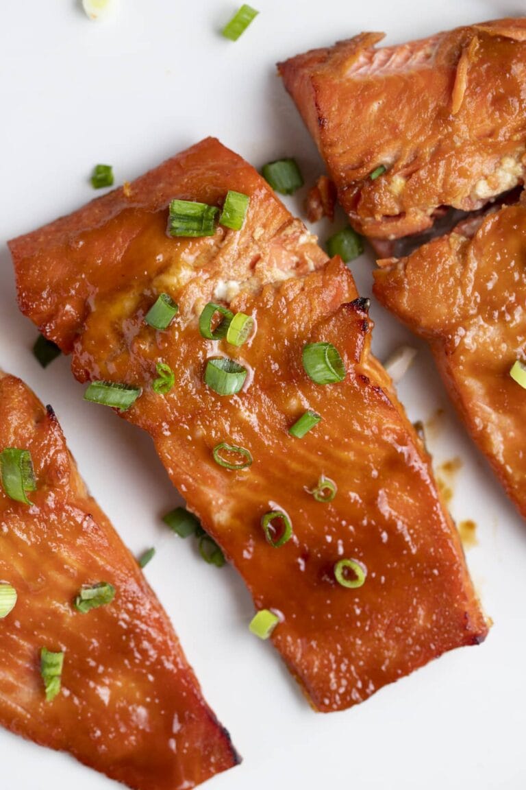 3 miso salmon fillets on a white plate