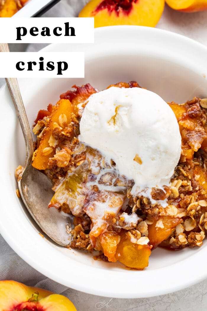 Pin graphic for peach crisp