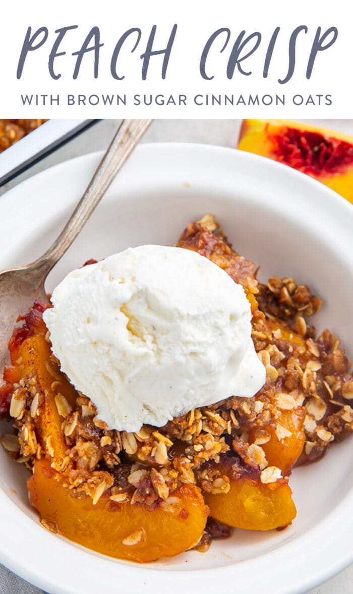 Pin graphic for peach crisp