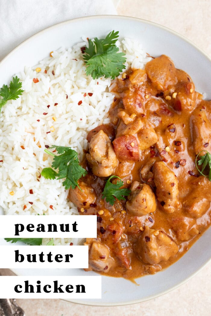 Pin graphic for peanut butter chicken