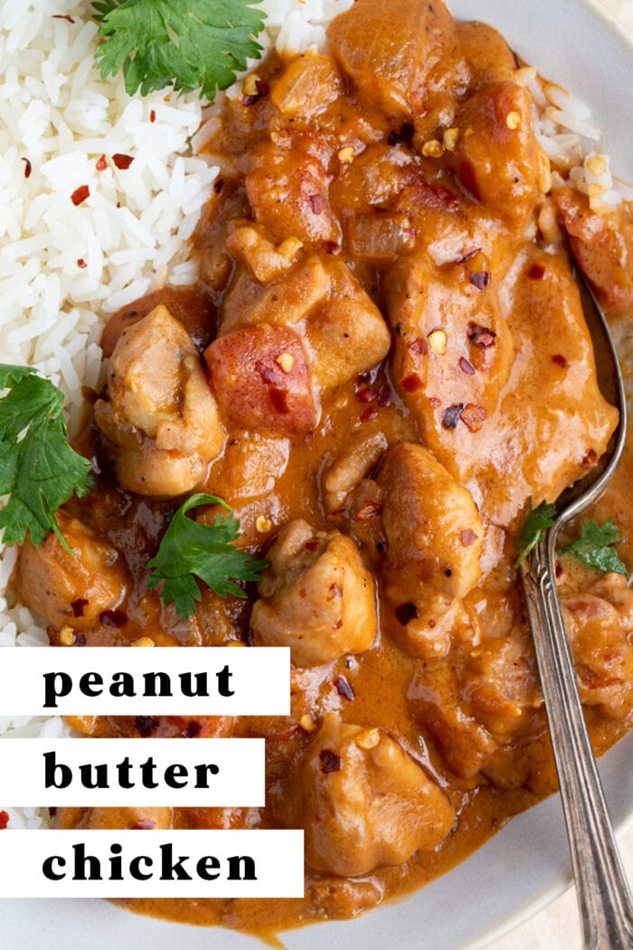 Pin graphic for peanut butter chicken