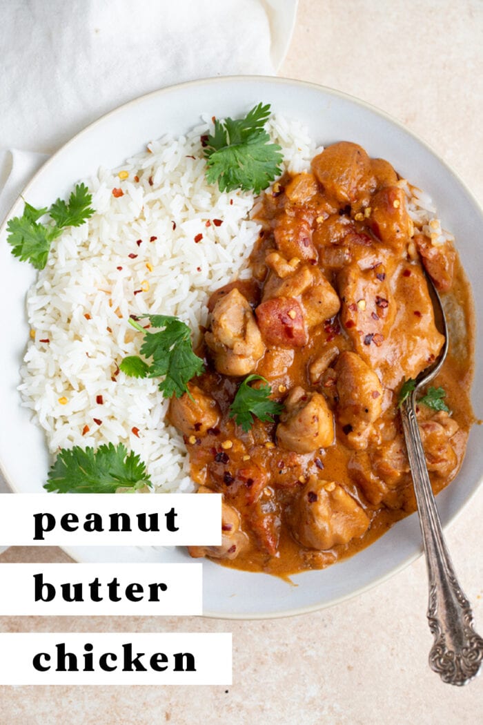 Pin graphic for peanut butter chicken