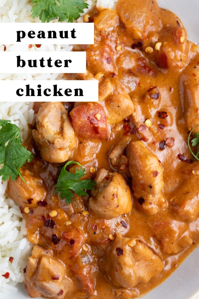 Pin graphic for peanut butter chicken