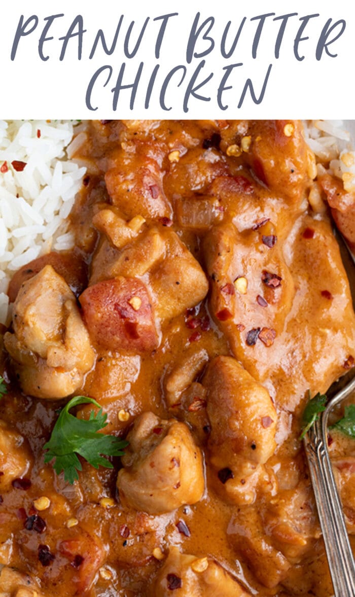 Pin graphic for peanut butter chicken