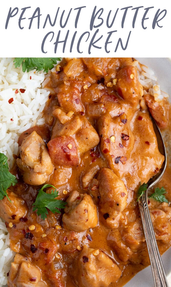 Pin graphic for peanut butter chicken