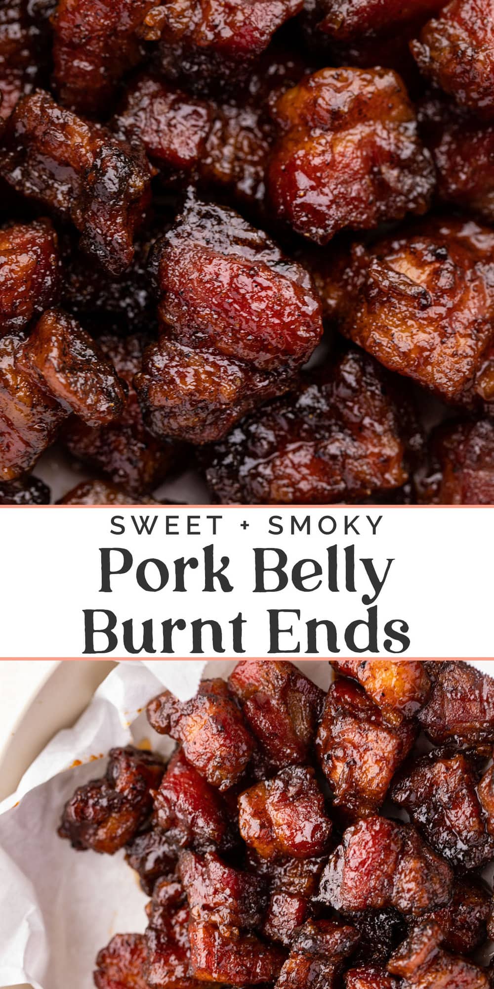 Pin graphic for pork belly burnt ends.