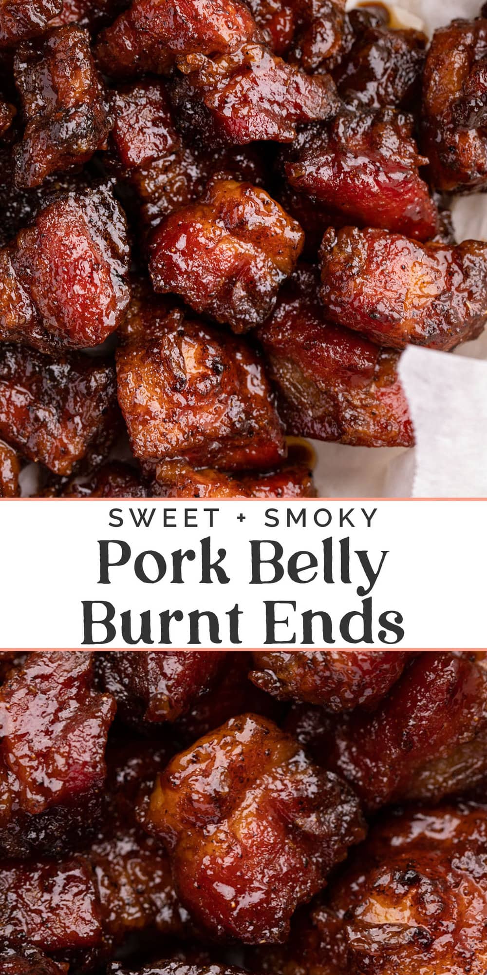 Pin graphic for pork belly burnt ends.