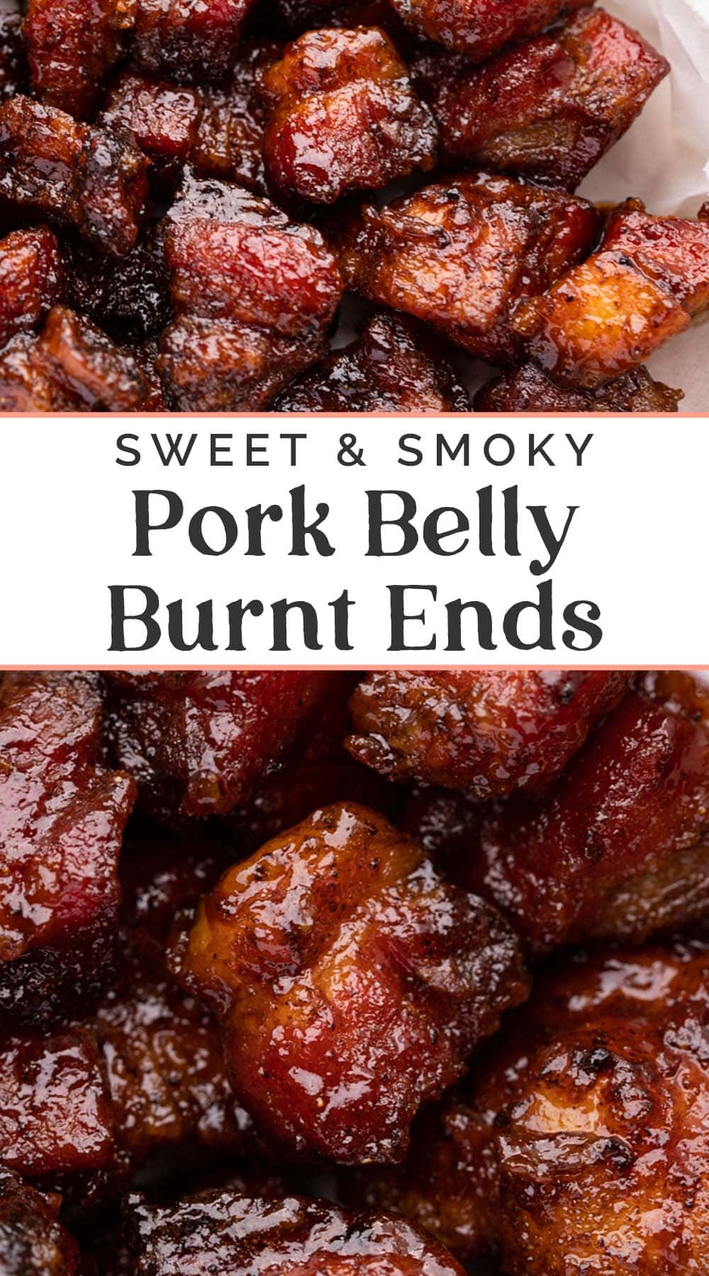 Pin graphic for pork belly burnt ends.