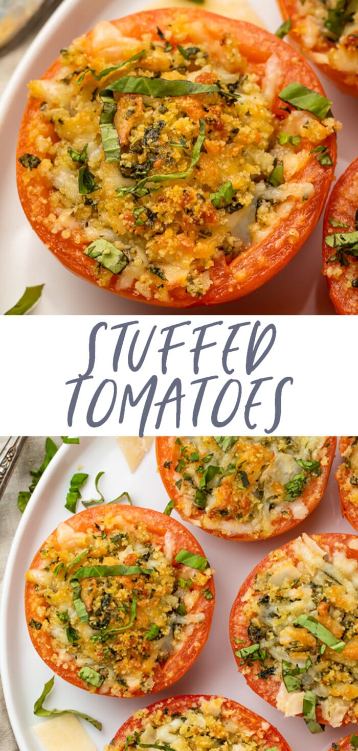 Pin graphic for stuffed tomatoes