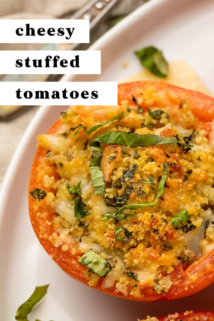 Pin graphic for stuffed tomatoes