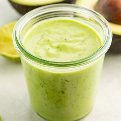 Avocado dressing in a jar