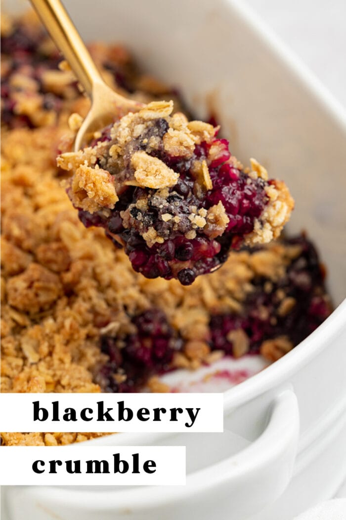 Pin graphic for blackberry crumble