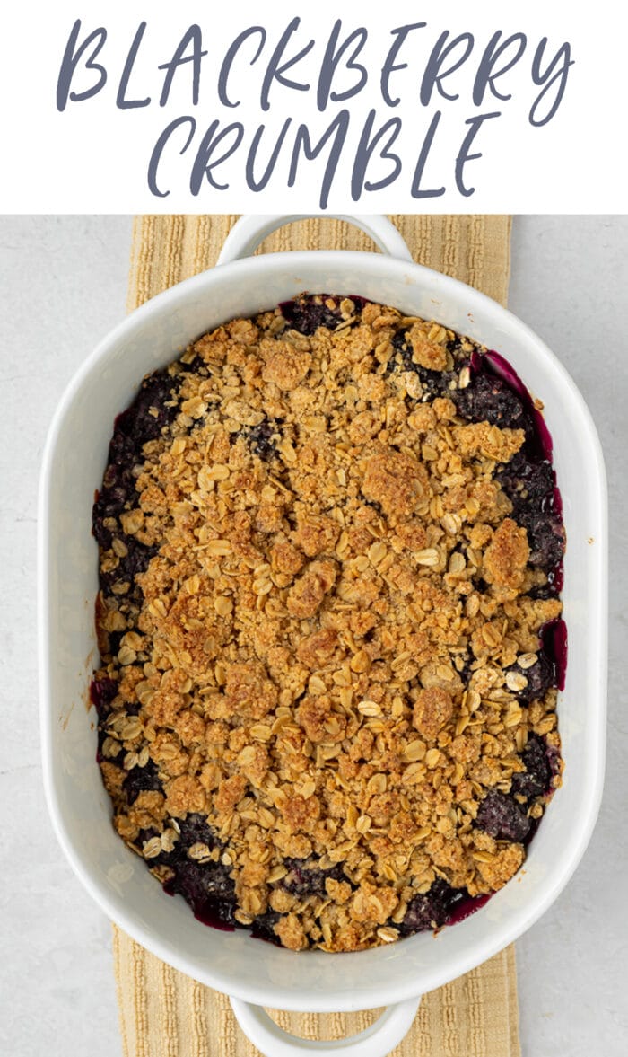 Pin graphic for blackberry crumble