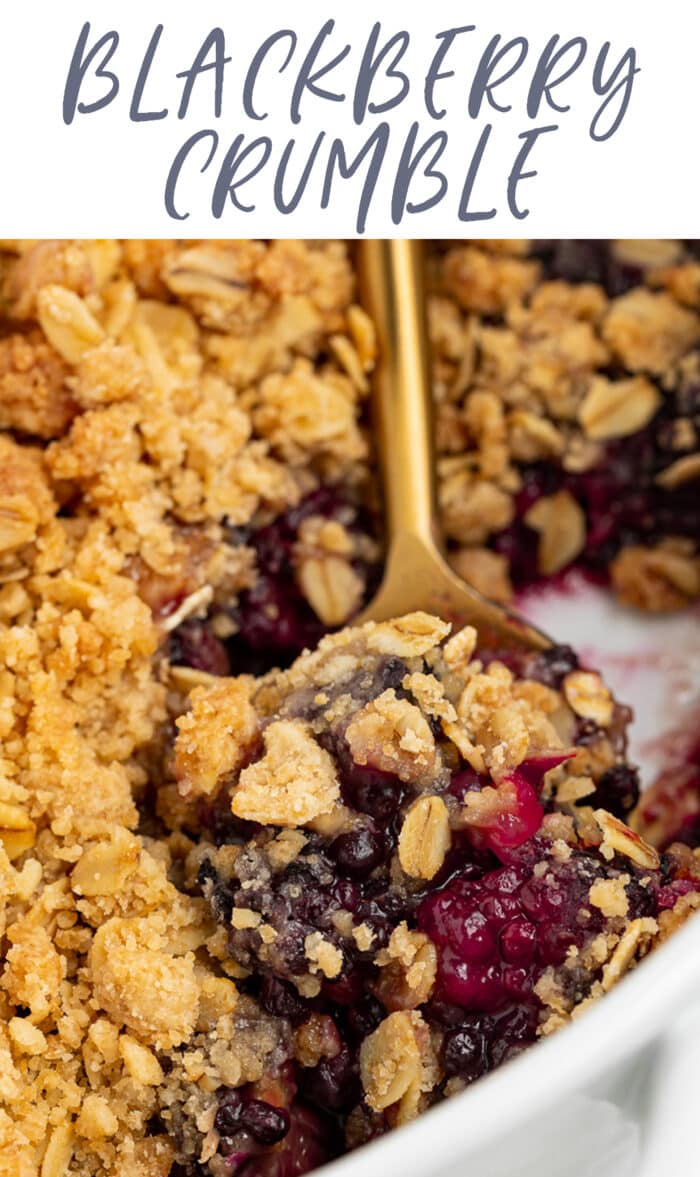 Pin graphic for blackberry crumble