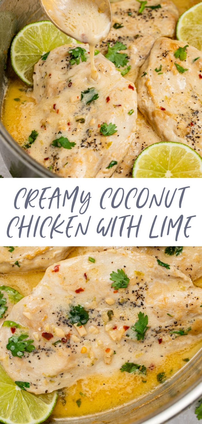 Pin graphic for coconut chicken