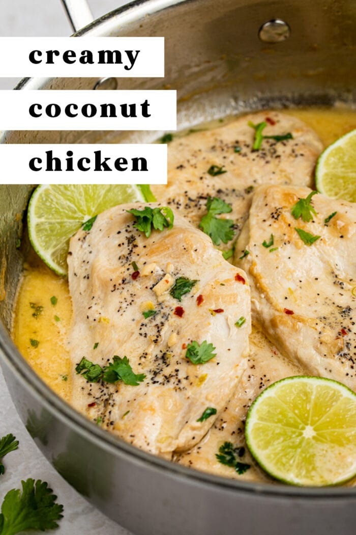 Pin graphic for coconut chicken