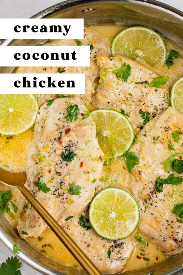 Pin graphic for coconut chicken