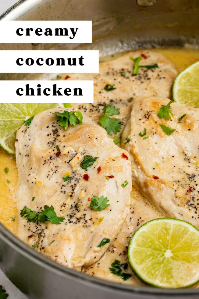 Pin graphic for coconut chicken